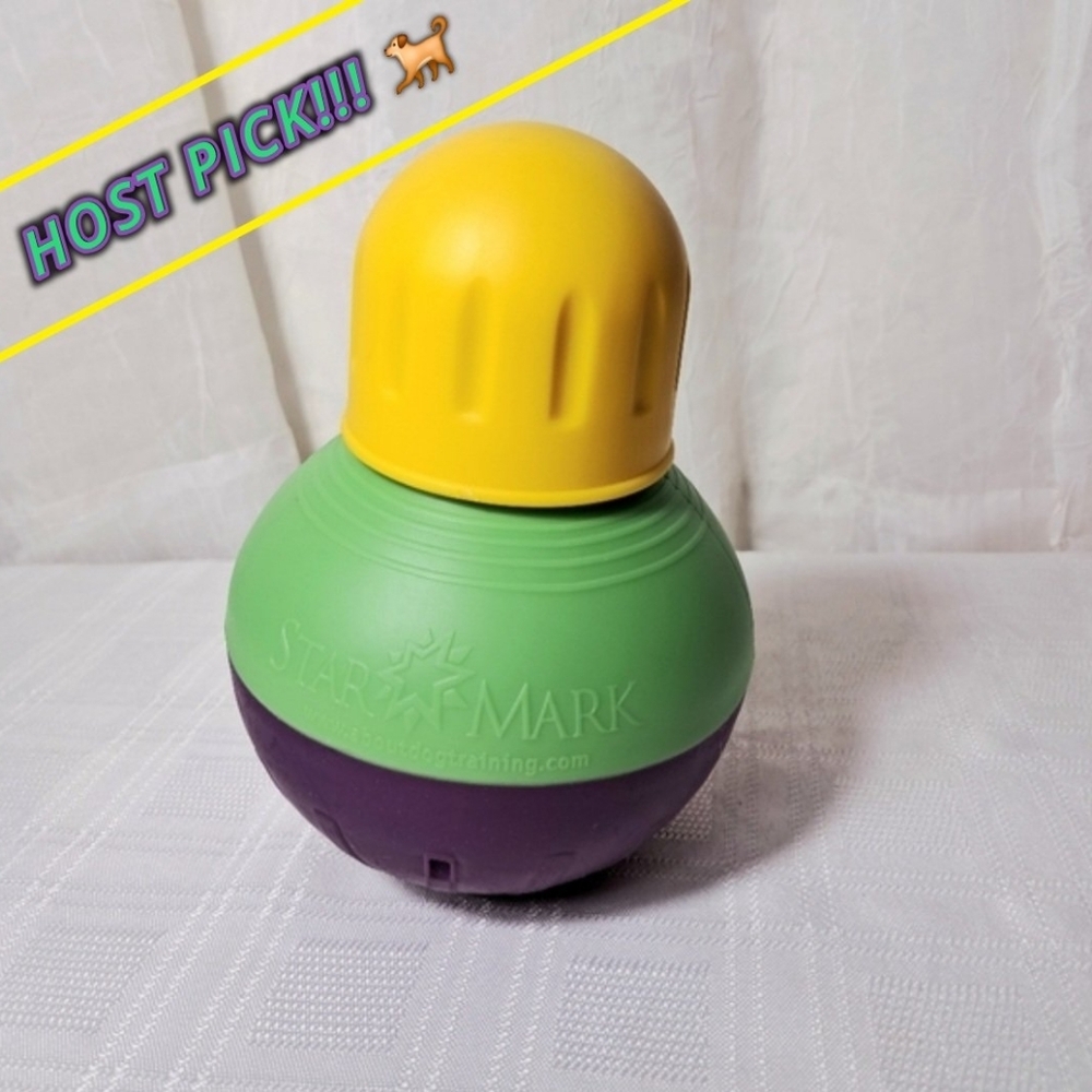 Pets Dog Bob-A-Lot Treat Dispensing StarMark Yellow Green Purple Dog Treats Toy